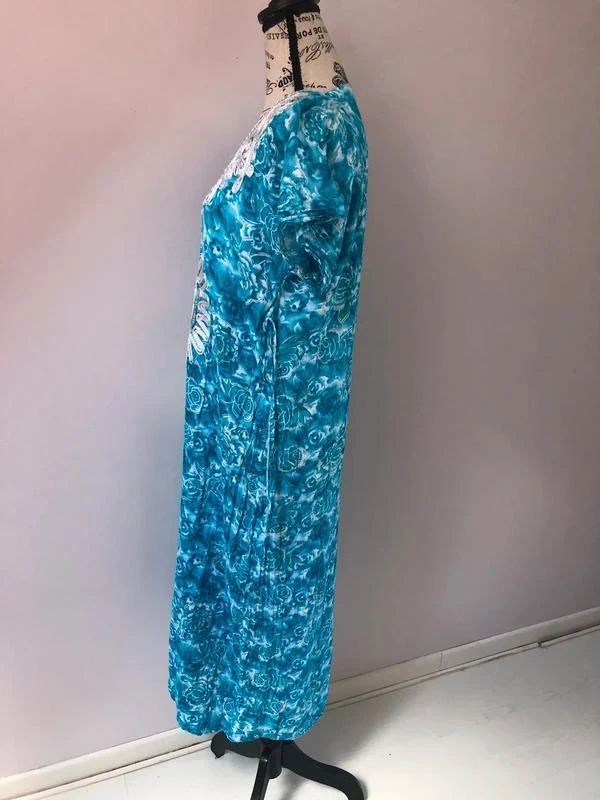 Turquoise embroidered djellaba / caftan-style maxi dress – One Size – photo 6